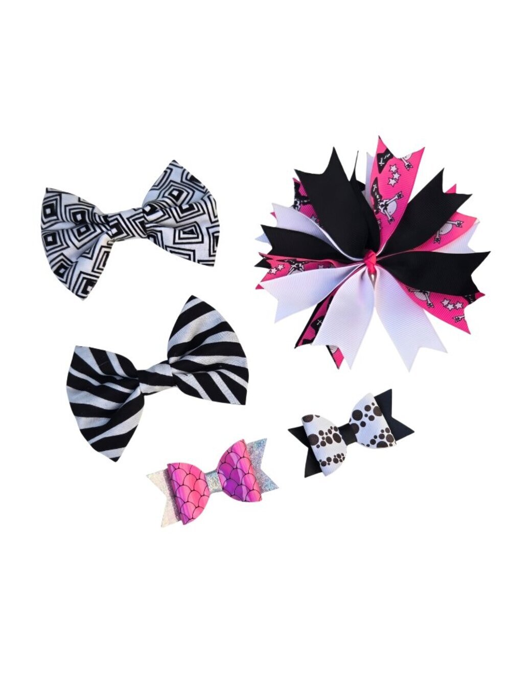 New | 5 Pack Toddler Hair Bows Boutique Assortment Pink & Black